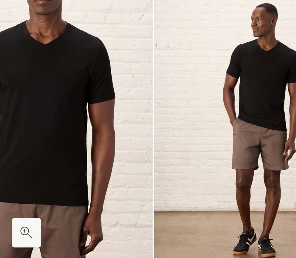 Pact Men's Luxe Essential Slim Fit V-Neck Tee in Black